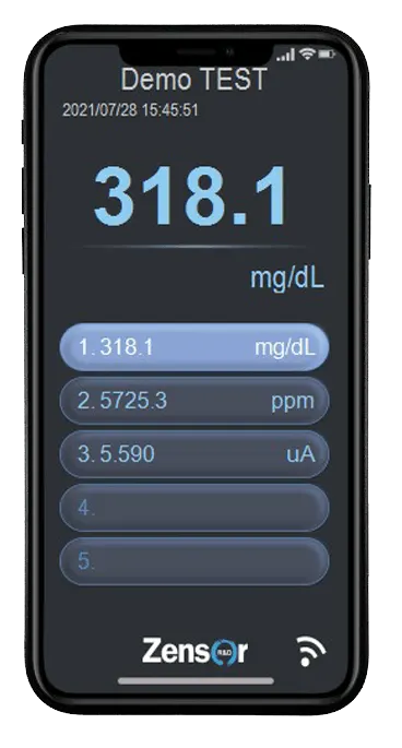 APP móvil de potenciostato inalámbrico -Zensor R&D-ECWP100