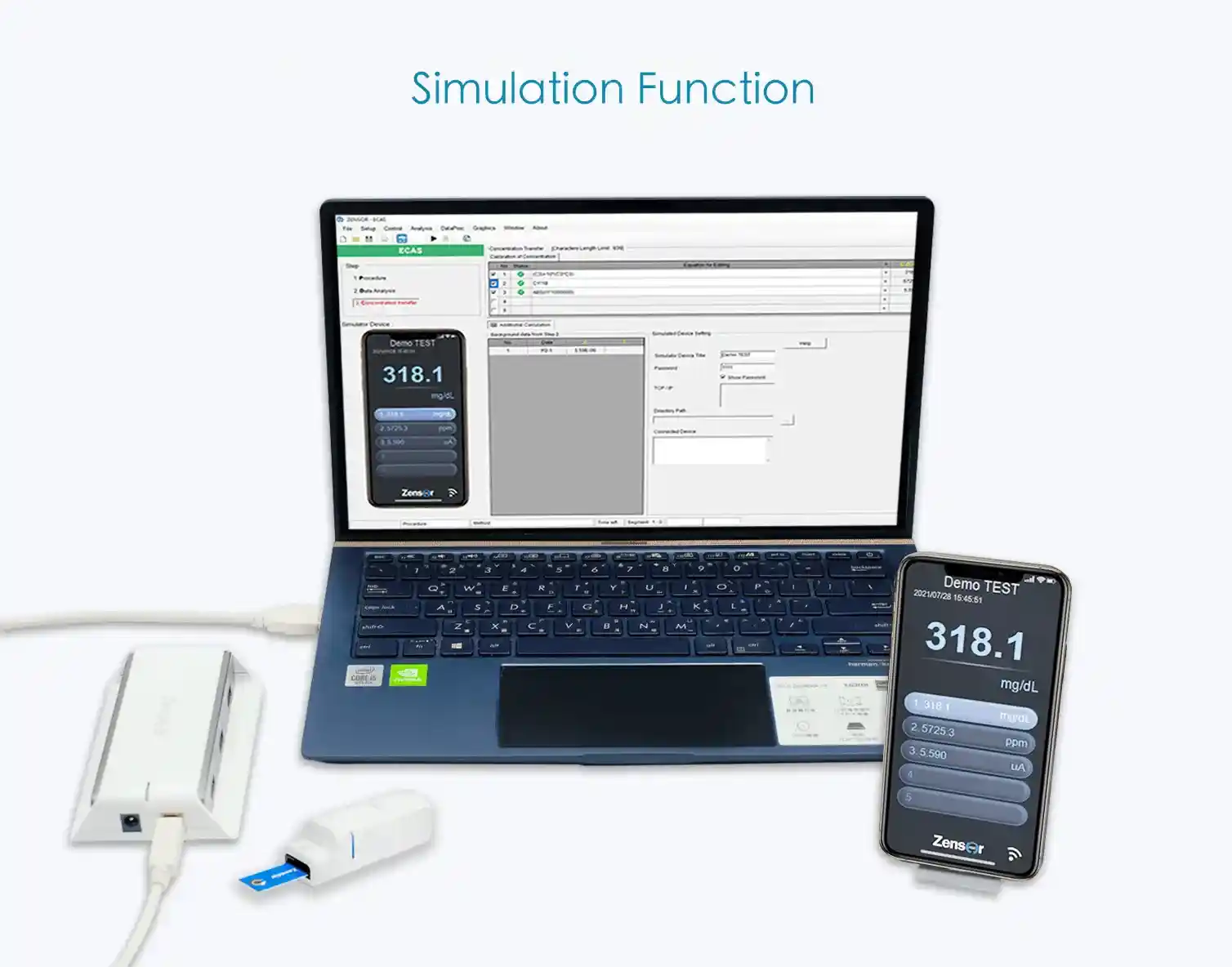 función simulador de potenciostato inalámbrico -Zensor R&D-ECWP100